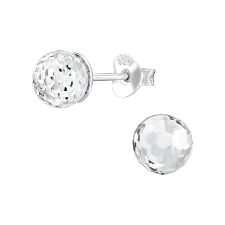 Facettenkugel 6mm Ohrstecker mit Kristall Schmuck | All4silver