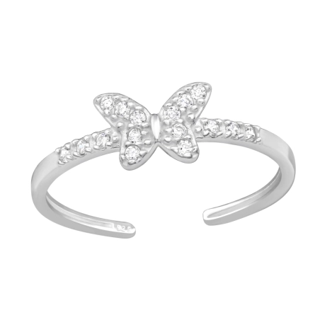 Schmetterling mit Zirkonia Zehenringe aus Silber Schmuck | All4silver