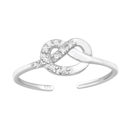Herzknoten mit Zirkonia Zehenringe aus Silber Schmuck | All4silver