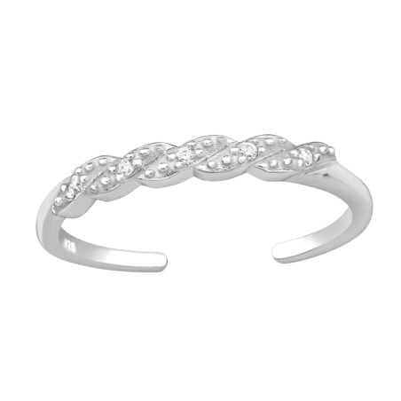 Verdreht mit Zirkonia Zehenringe aus Silber Schmuck | All4silver
