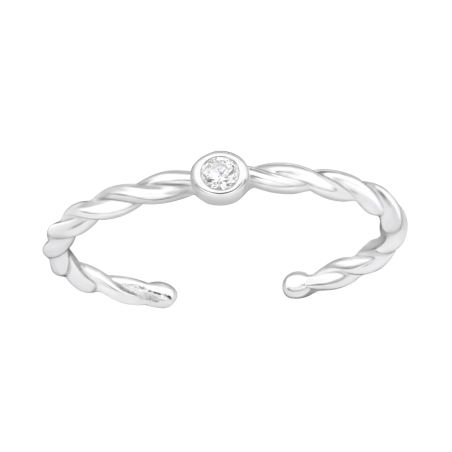 Verdrehter Kreis mit Zirkonia Zehenringe aus Silber Schmuck | All4silver