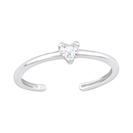 Herz mit Zirkonia Zehenringe aus Silber Schmuck | All4silver