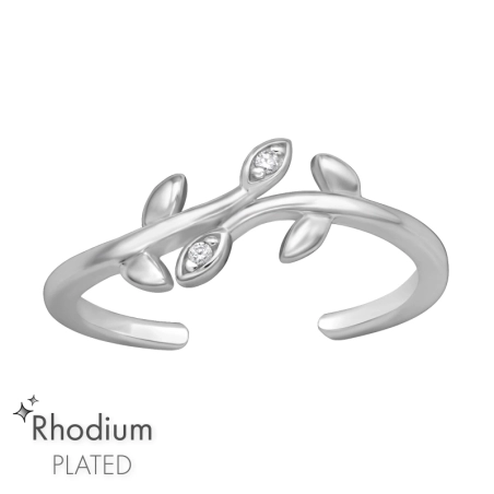 Laub mit Zirconia Zehenringe aus Silber Schmuck | All4silver