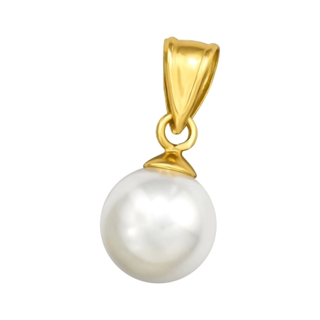 Perle 8mm goldene Anhänger mit Zirkonia Steinen Schmuck | All4silver