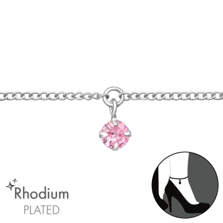 Rosa Zirkoniumdioxid Fußkettchen-Schmuck  Schmuck | All4silver