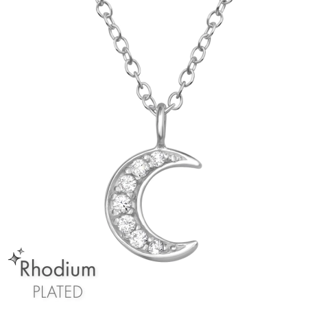 Mond mit Zirkonia Sterne, Mond & Sonne Schmuck | All4silver