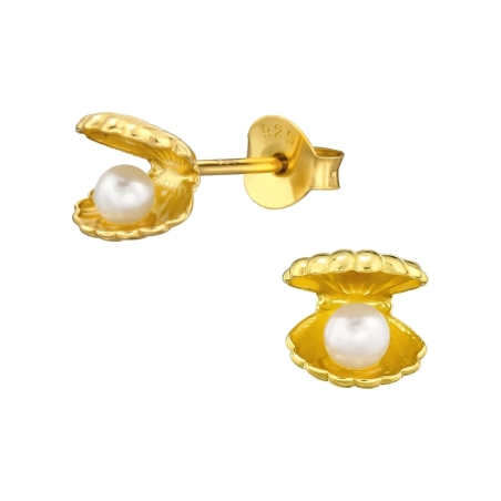 Schale mit Perle Ohrstecker mit Perlen Schmuck | All4silver