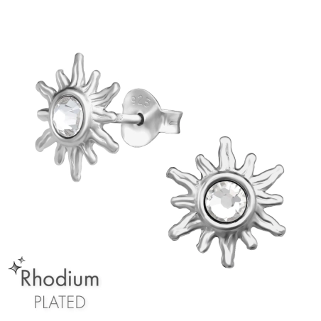 Sonne Ohrstecker mit Kristall Schmuck | All4silver