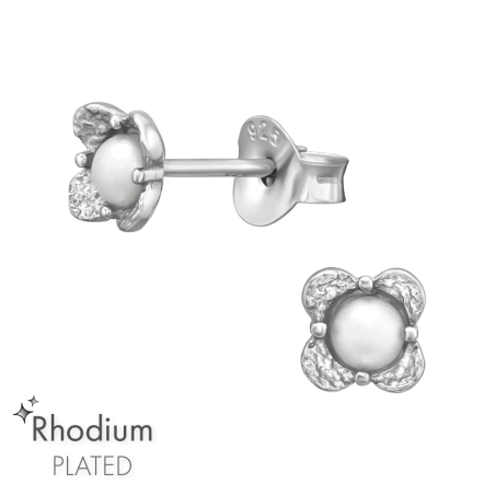 Blume mit Perlen Ohrstecker mit Perlen Schmuck | All4silver