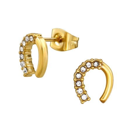 Goldene Hufeisen Ohrstecker aus Edelstahl Schmuck | All4silver