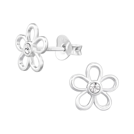 Blume mit Kristall Ohrstecker mit Kristall Schmuck | All4silver