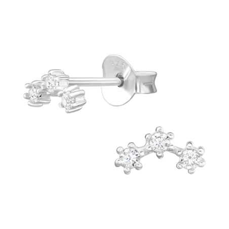 Gebogen mit Zirkonia Ohrstecker mit Zirkonia Steinen Schmuck | All4silver