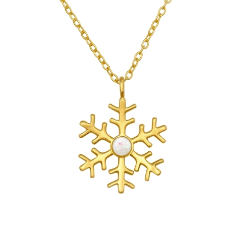 Goldene Schneeflocke mit Opal Halskette mit Steinen Schmuck | All4silver