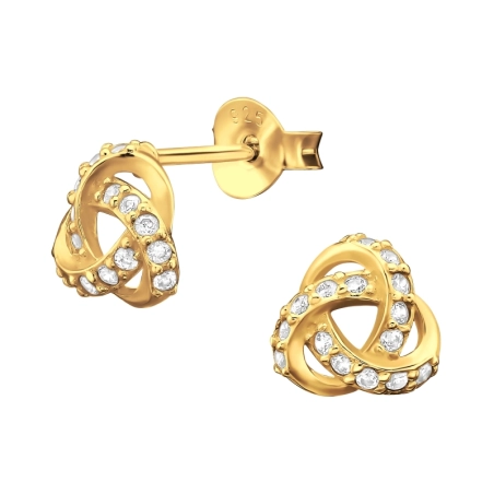 Trinity Knoten Ohrstecker mit Zirkonia Steinen Schmuck | All4silver