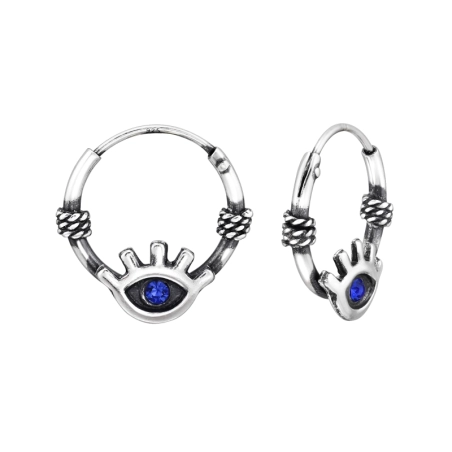 Böser Blick mit Kristall Creolen Ohrringe Schmuck | All4silver