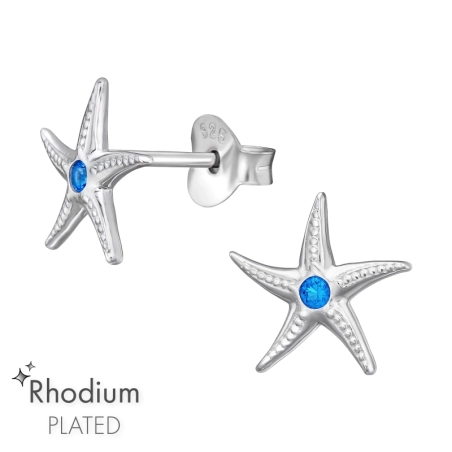 Seestern mit Zirkonia Ohrstecker mit Zirkonia Steinen Schmuck | All4silver
