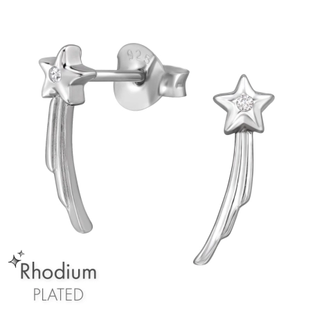 Sternschnuppe mit Zirkonia Ohrstecker mit Zirkonia Steinen Schmuck | All4silver