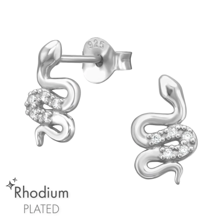 Schlangenherz mit Zirkonia Ohrstecker mit Zirkonia Steinen Schmuck | All4silver