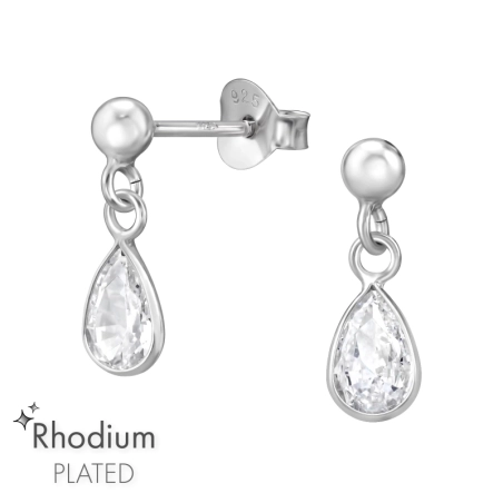 Birne mit Perle Ohrstecker mit Zirkonia Steinen Schmuck | All4silver