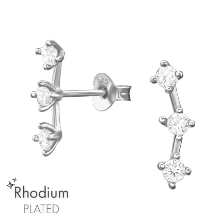 Ohrstecker  mit 3 Zirkonia Ohrstecker mit Zirkonia Steinen Schmuck | All4silver