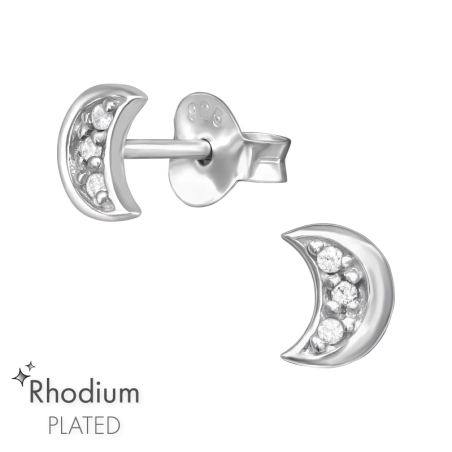 Halbmond mit Zirkonia Ohrstecker mit Zirkonia Steinen Schmuck | All4silver