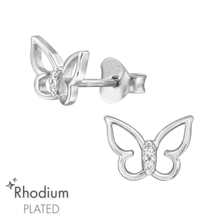 Schmetterling mit Zirconiasteinen Ohrstecker mit Zirkonia Steinen Schmuck | All4silver