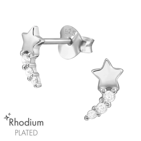 Sternschnuppe mit Zirconia Ohrstecker mit Zirkonia Steinen Schmuck | All4silver