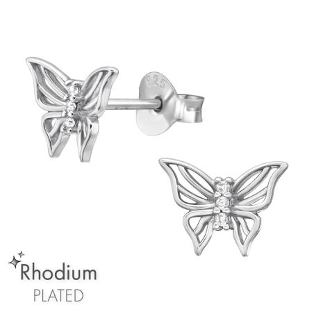 Schmetterling mit Zirkoniasteinen Ohrstecker mit Zirkonia Steinen Schmuck | All4silver