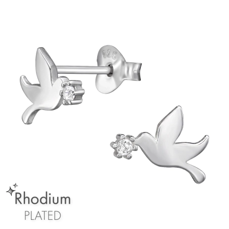 Vogel mit Zirconia Ohrstecker mit Zirkonia Steinen Schmuck | All4silver
