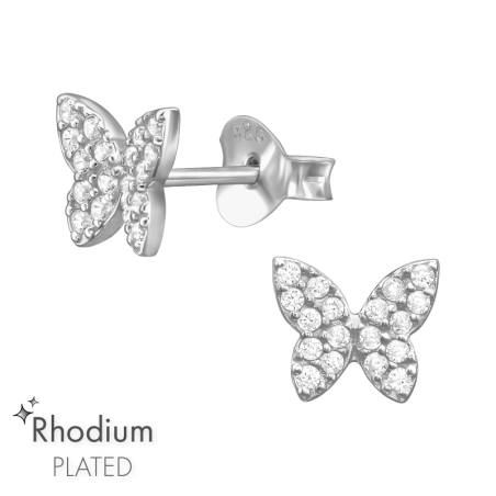 Schmetterling mit Zirconiasteinen Ohrstecker mit Zirkonia Steinen Schmuck | All4silver