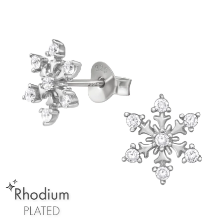 Schneeflocke mit Zirkoniasteinen Ohrstecker mit Zirkonia Steinen Schmuck | All4silver