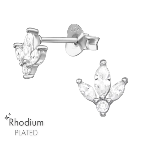 Laub mit Zirkonia Ohrstecker mit Zirkonia Steinen Schmuck | All4silver
