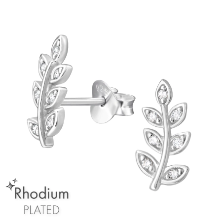 Zweig mit Zirkonia Ohrstecker mit Zirkonia Steinen Schmuck | All4silver