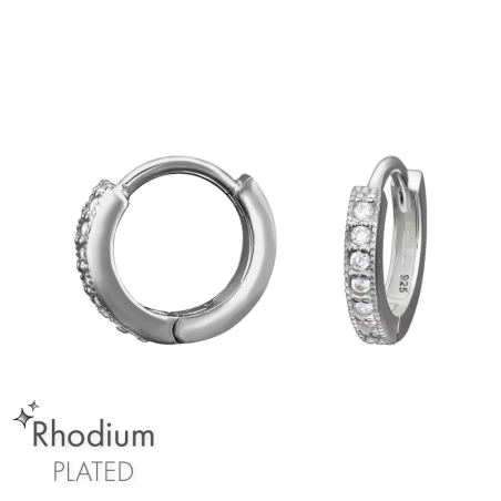 Huggies mit Zirkonia Rhodinierter Schmuck Schmuck | All4silver