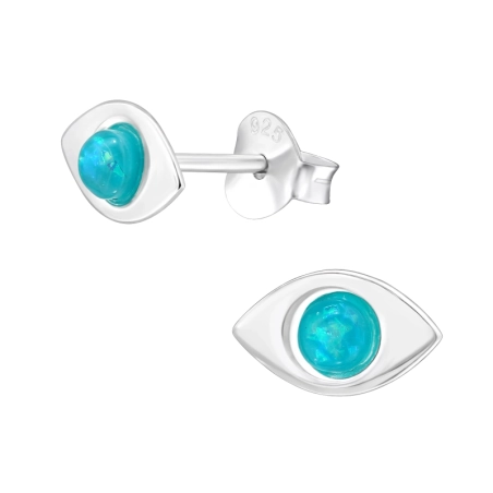 Evil Eye mit Opal Ohrstecker mit Halbedelsteinen Schmuck | All4silver