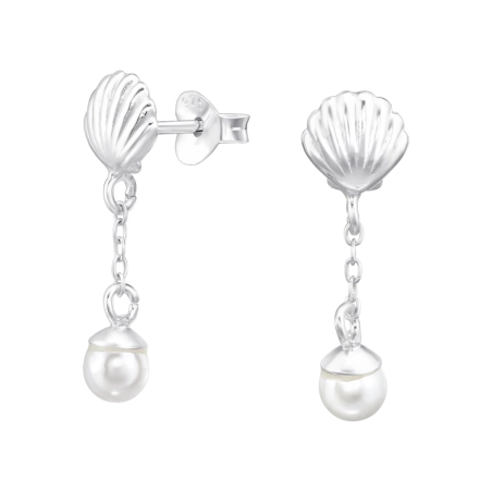 Muschel mit Perlen Ohrstecker mit Perlen Schmuck | All4silver