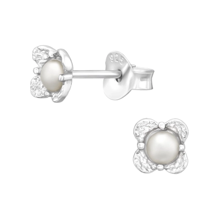 Blume mit Perlen Ohrstecker mit Perlen Schmuck | All4silver