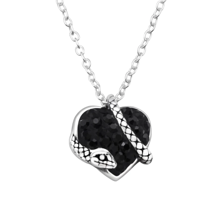 Schlangenherz mit Kristallen Valentinstag-Schmuck Schmuck | All4silver