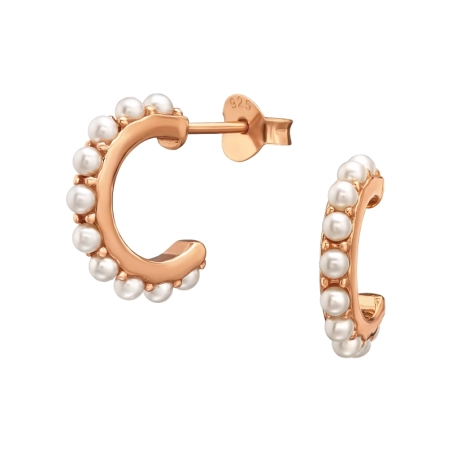 Halb Hoop mit Perlen Ohrstecker mit Perlen Schmuck | All4silver