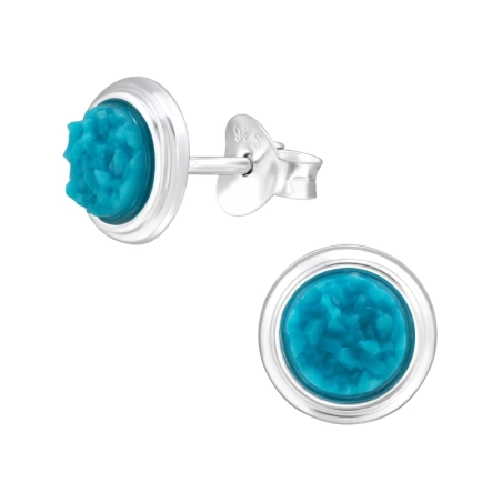 Runden mit Stein Ohrstecker mit Halbedelsteinen Schmuck | All4silver