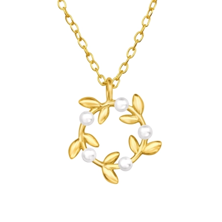 Goldene Kranz mit Perlen Natur Schmuck Schmuck | All4silver