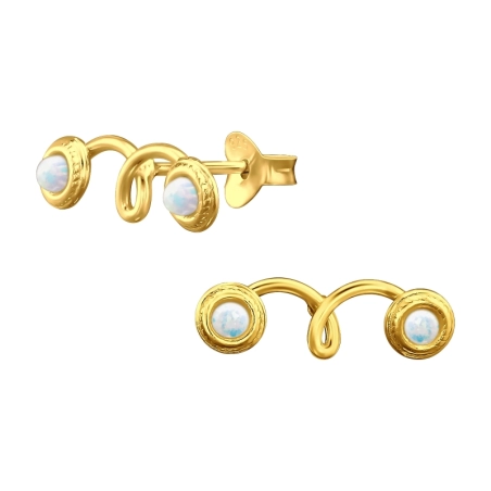 Goldene Runden Mit Opal Ohrstecker mit Halbedelsteinen Schmuck | All4silver