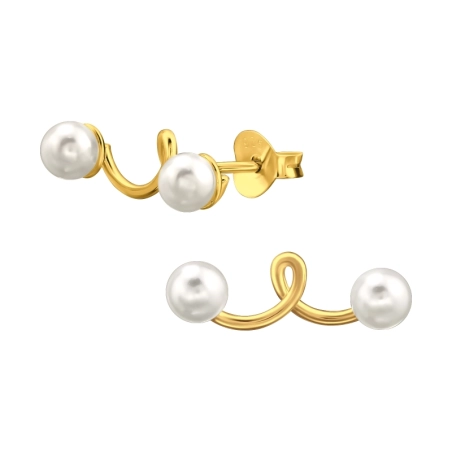 Goldene Bergsteiger mit Perle Ohrstecker mit Perlen Schmuck | All4silver
