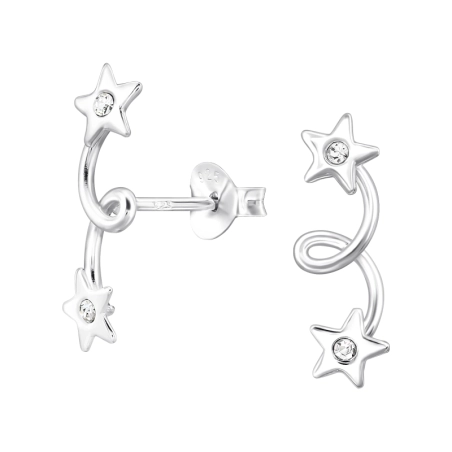 Star mit Kristallen Ohrstecker mit Kristall Schmuck | All4silver
