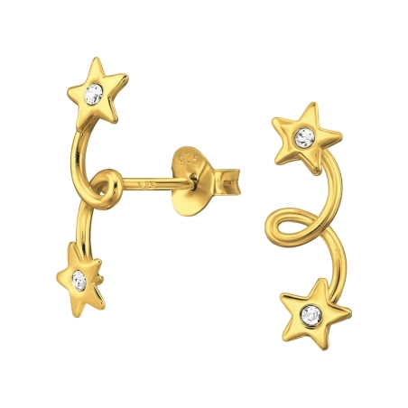 Godlene Star mit Kristallen Ohrstecker mit Kristall Schmuck | All4silver