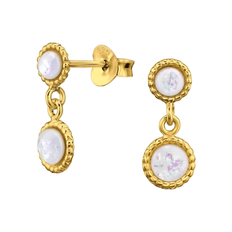 Goldene Runde mit Opal Ohrringe mit Halbedelsteinen & Opal Schmuck | All4silver