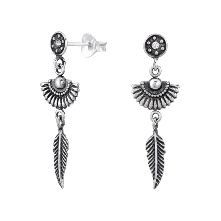 Ethnische oxidierte Ohrstecker mit Kristall Ohrstecker mit Kristall Schmuck | All4silver
