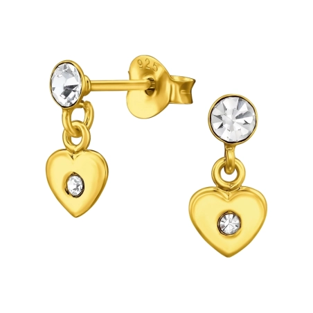 Baumelnder Herzkristall Ohrstecker mit Kristall Schmuck | All4silver