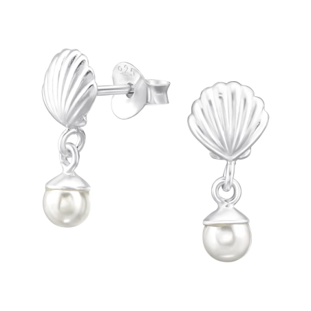 Schale mit Perle Ohrstecker mit Perlen Schmuck | All4silver