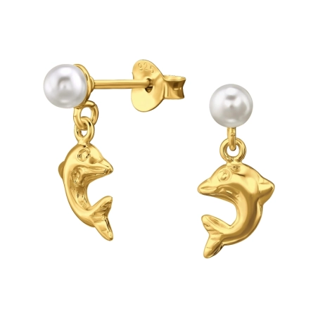 Delphin Ohrstecker mit Perlen Schmuck | All4silver